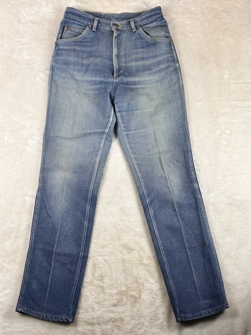 Vintage Lee Jeans Womens Sz 12 Long Blue Straight High Rise 1970s C&C Zipper